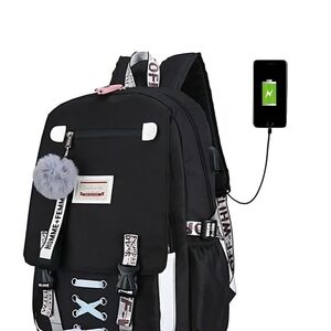 Stylish Black USB Charging Backpack